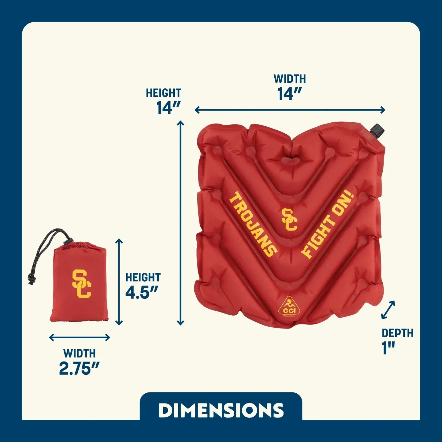 College V Seat™ Inflatable Stadium Cushion - USC Trojans - Victory Lane Comfort