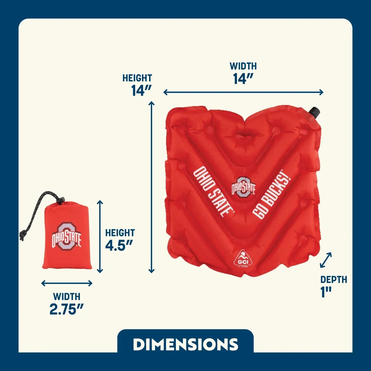 College V Seat™ Inflatable Stadium Cushion - Ohio State Buckeyes - Home Team Fit